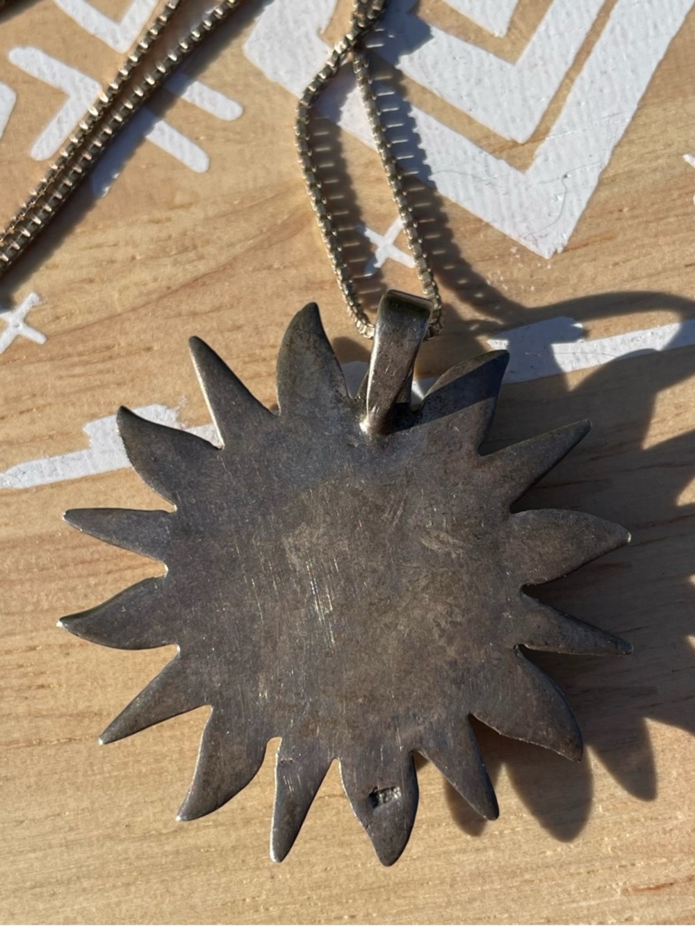 Sunburst Sterling Silver Yin Yang Pendant Necklace with Black and White Stone - Picture 3 of 6